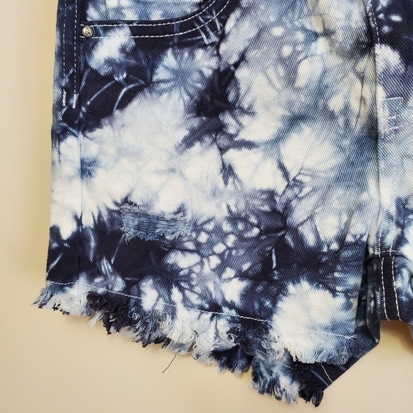 NWT TREASURE & BOND NORDSTROM NAVY DENIM TIE DYE HIGH WAIST SHORTS GIRLS SIZE 12 - Picture 4 of 13